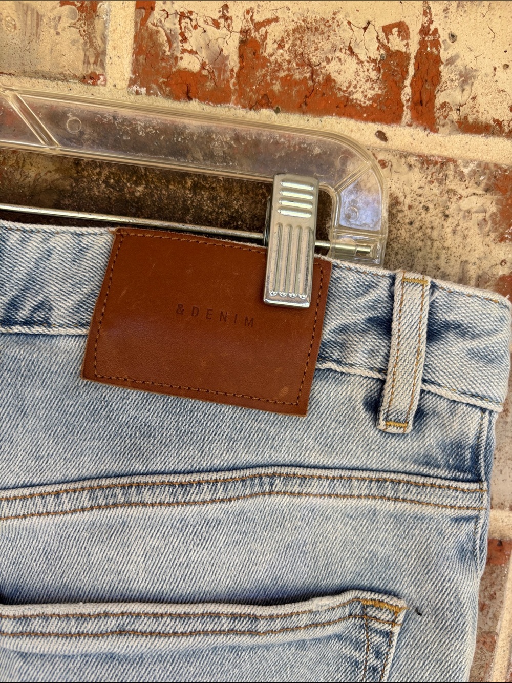 & Denim Straight Jeans in Light Blue Washed Denim - Picture 6 of 8